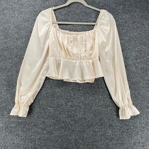 idem ditto Top Womens S Ivory Square‎ Neck Cropped Fairy Cottagecore Whimsical